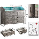 GlouMod LED Dresser with Charging Station, 7 Drawer Dressers & Chest of Drawers, Wooden Chest of Drawers for Bedroom, Closet Dresser Organizer, TV Stand, Rustic Grey GlouMod