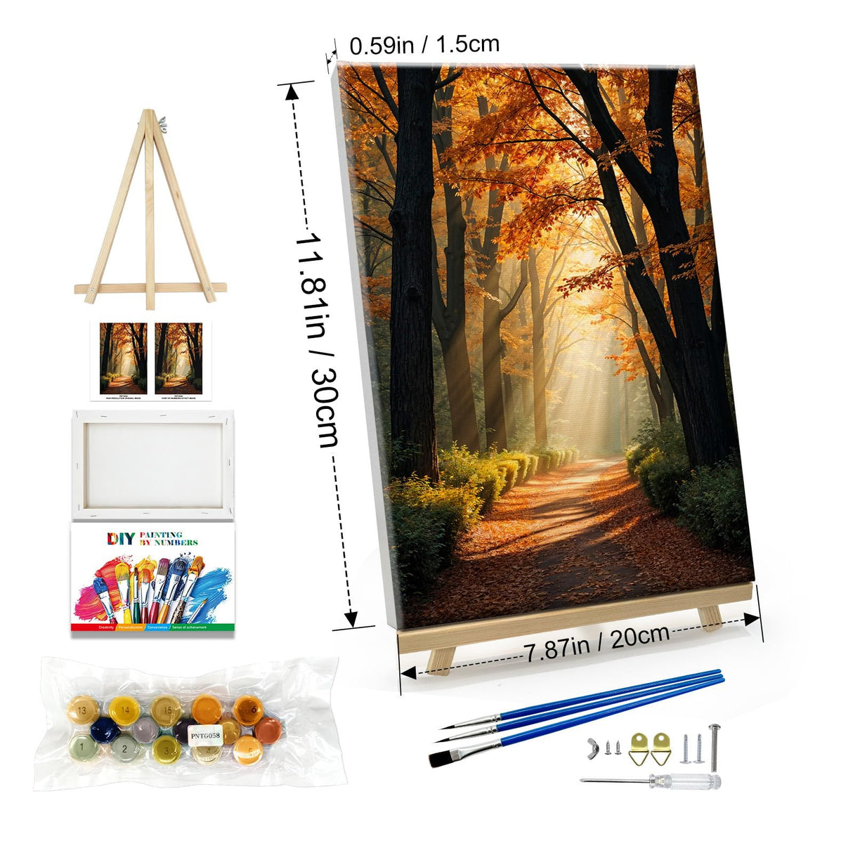 JOOZ Paint by Numbers Kit for Adults with Frame Forest Paint by Number with Easel Autumn Landscape Adult Paint by Number Kits Framed Canvas Tree Oil Painting Kits for Gift Home Wall Decor 8x12 Inch JOOZ