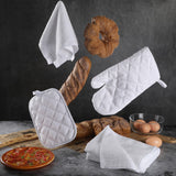 10 Pieces Blank Sublimation Oven Mitts Set Include 2 Sublimation Heat Resistant Oven Gloves 2 Blank Sublimation Hot Pads Pot Holders 2 Towels and 4 Dish Towels for Kitchen Cooking (White) Cunhill