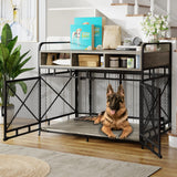 LEMBERI Dog Crate Furniture Large Breed,Wodeen Large Dog Kennel Indoor End Table,Heavy Duty Dog Crate,Decorative Pet Crate Dog Cage (Gray) LEMBERI