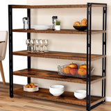 HIBOAT 47" 4-Tier Bookshelf Rustic Wood and Metal Industrial Bookshelf for Home Office, Bedroom, Kitchen, Bathroom (Rustic Brown, 4-Tier) HIBOAT