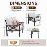 NATURAL EXPRESSIONS Outdoor Patio Furniture 4 Pieces Set, Modern Patio Conversation Sets, Outdoor Sectional Metal Sofa with 5.5 Inch Cushion and Coffee Table for Balcony, Garden NATURAL EXPRESSIONS