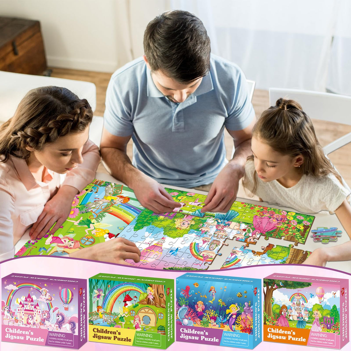 4 Packs 100Pcs Transportation Puzzles for Kids Ages 4-6 Construction Vehicle Jigsaw Puzzles Xmas Party Supplies Traffic Car Toddlers Puzzle Brain Teaser Game Gift for Boys Girls ZOIIWA