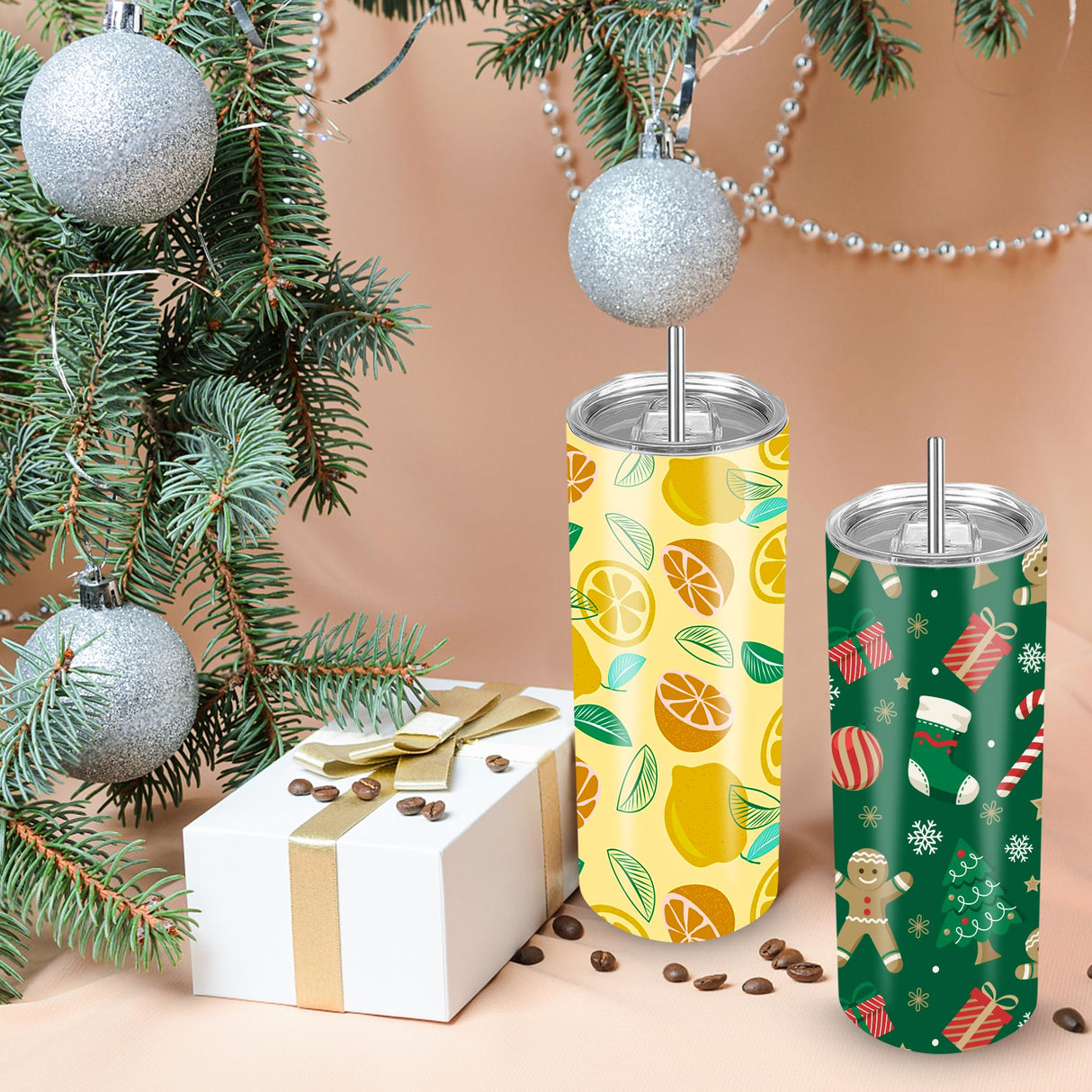 Joyclub Sublimation Tumblers 30 oz Blank Tumblers for Sublimation Skinny Bulk Double Wall Insulated Cups with Individually Gift Boxed and Shrink Wrap Films for Heat Transfer 10 Pack Joyclub