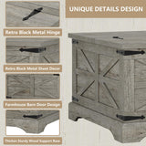 furomate Farmhouse Lift Top Coffee Table, Square Wood Center Table with Large Hidden Storage Compartment for Living Room, Rustic Modern Table with Hinged Lift Top, Oak Grey furomate