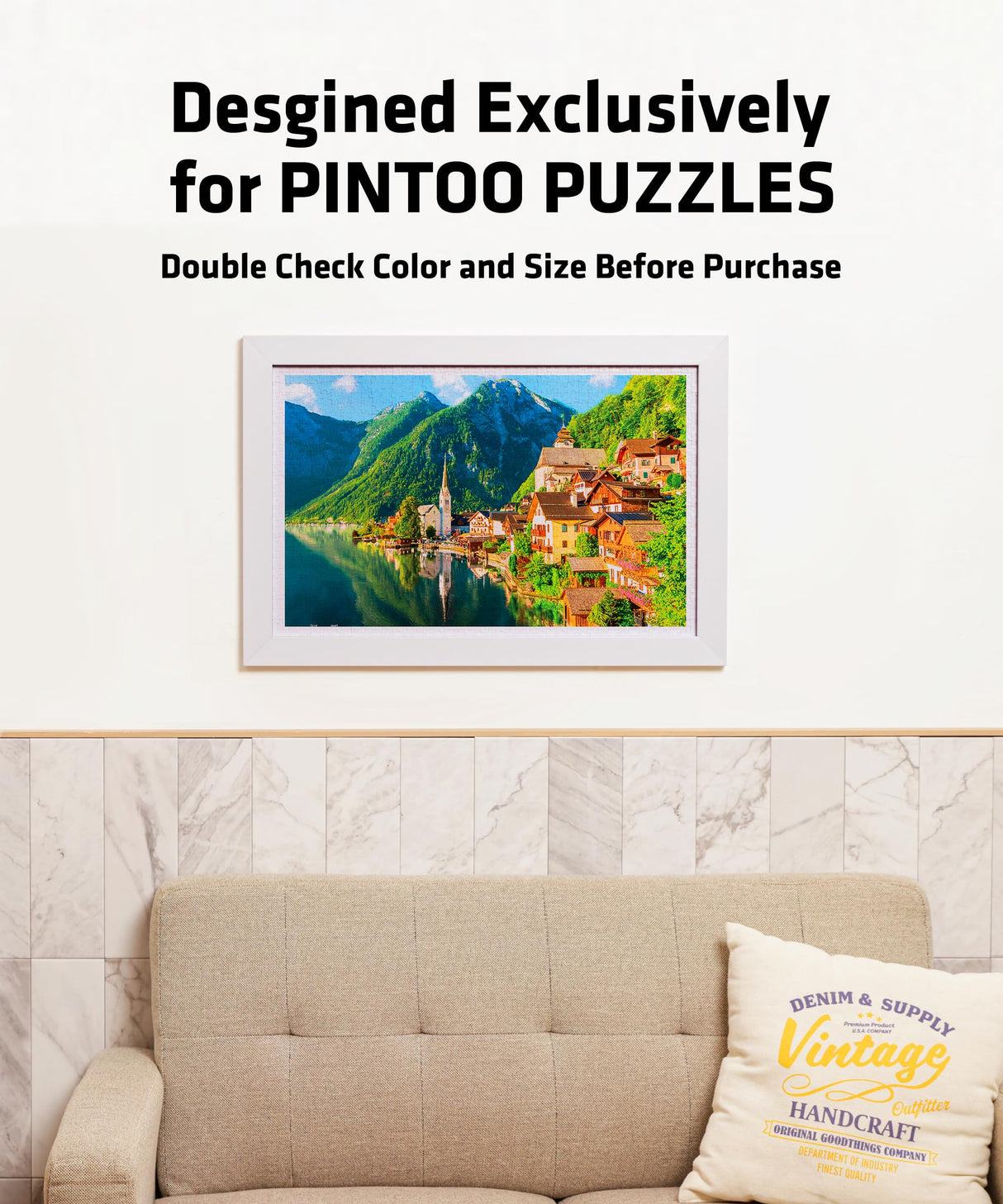 Pintoo Jigsaw Puzzle Frame Tailor-Made for Pintoo's 300 Pieces Puzzle ONLY - Cool Gray - Effortless & Toolless Assembly NO Glue Required [W1024] Pintoo