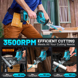Seesii Reciprocating Saw Cordless, 3500 RPM Brushless Motor with 2 x 4.0Ah Batteries, LED Light, 8 Saw Blades Portable for Wood PVC Cutting (Blue) Seesii