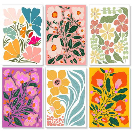 Yezavesu 6 Pack Paint by Numbers Kit for Adults Beginner 8x12 Inch, Flowers Adult Paint by Number Kits on Canvas Without Frame, DIY Acrylic Easy Flower Painting by Numbers for Home Wall Decor Gift Yezavesu