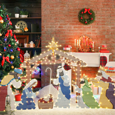 5FT Nativity Set Outdoor Christmas Decoration Lighted Up Christmas Holiday Display, Christmas Nativity Set with LED Lights for Yard Lawn and Indoor or Outdoor Durable Waterproof