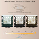 Vanity Desk, Makeup Table with Lights Vanity Set with 3 Drawers, 1 Cabinet & 6 Shelves 3 Lighting Modes Brightness Adjustable Dressing Table with Cushioned Stool for Bedroom, Dressing Room (Black) Panana