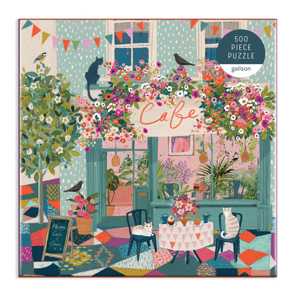 Galison Afternoon Tea Puzzle, 500 Pieces, 20” x 20” – Floral Jigsaw Puzzle with a Beautiful Illustration by Victoria Ball – Thick Sturdy Pieces, Challenging Family Activity, Makes a Great Gift Galison