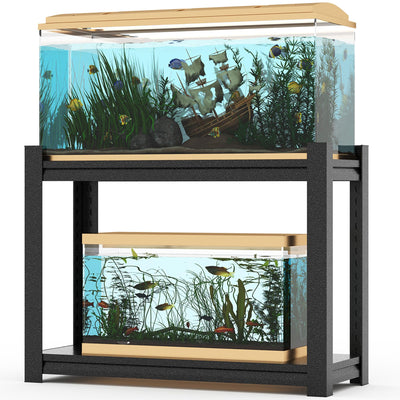 10-20 Gallon Fish Tank Stand Storage Shelf,Heavy Duty Sturdy Reptile Stand,28.4“*27.3“*15.6“Gallon Aquarium Stand,Reptile Tank Stand,Terrarium Stand,Breeder Tank Stand,Total Load 600lbs,Black