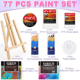 ESRICH 77PCS Professional Painting Set, Acrylic Paint, Watercolor Paint, with 1 Wood Easel, 48Colors, Brushes, Canvases, Painting Supplies Kit for Kids,Students, Artists and Beginner ESRICH