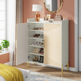 Tribesigns Large Shoe Cabinet with Doors, 6-Tier Entryway Shoe Storage Cabinet with Shelves, 30 Pairs Modern Shoes Rack Organizer for Hallway, Closet, Bedroom, Living Room (White/Natural) Tribesigns