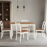 Comfy to go 5-Piece Solid Wood Table Set, Dining Table Set for 4, Farmhouse Rectangular Kitchen Table, Space-Saving Dinette Table Set for Dining Room, Office, Terrace, Courtyard - White Comfy to go