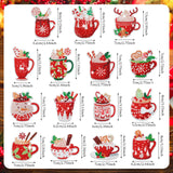 BBTO 15 Pieces Christmas Diamond Painting Keychain Ornaments 5D DIY Hot Cocoa Art for Kids Crafts Family Decor (Cute) BBTO
