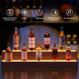 Bingoday LED Liquor Shelf with Acrylic Bottle Display Shelves Wood Rack Wine Retro Bar Cabinets for Home Commercial Bar Party (Walnut, 2 step-38in) Bingoday