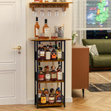Eyteenokk Wine Rack Freestanding Floor:4 Tier Whiskey Wine Rack Mini Bar Cart,Liquor Cabinet-Home Bar for Bottles,Cocktail Shaker,Mugs-(23.6 * 11.8 * 40inch) Eyteenokk