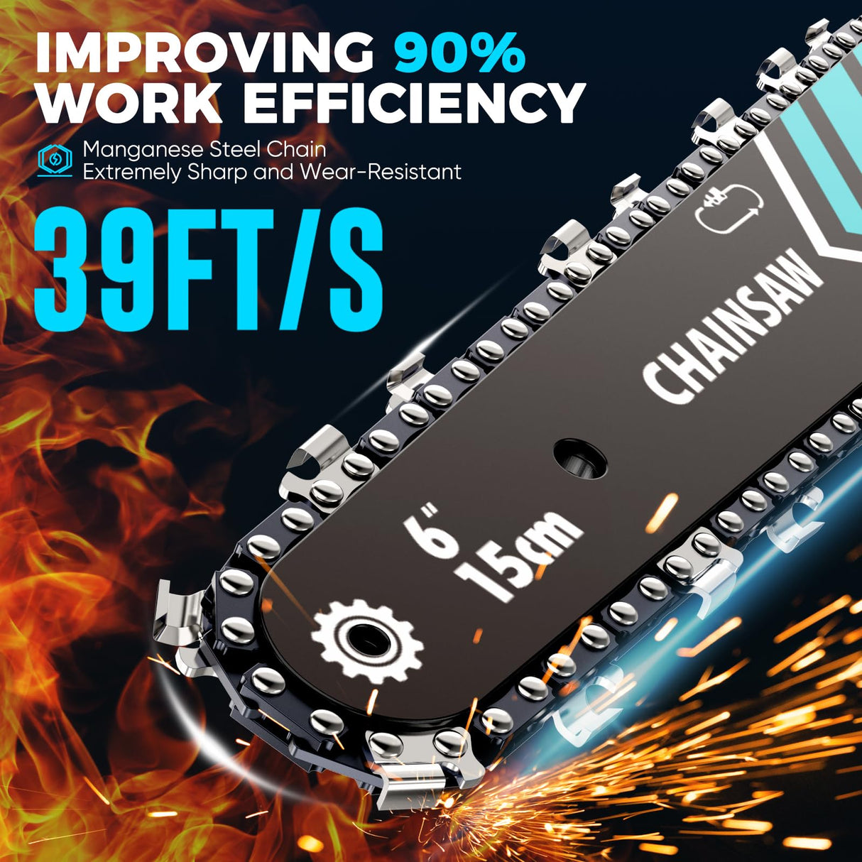 6 Inch Mini Chainsaw Cordless, Portable Electric Chain Saw, for Wood Cutting, Tree Trimming, Courtyard, Household, and Garden, Father's Day Gift for Men Dad Husband HOPTO