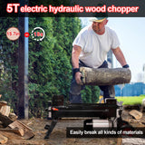 AESRAOU Electric Log Splitter 5 Ton Wood Splitter Hydraulic Ram Electric Firewood Splitter with Steel Wedges AESRAOU