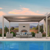 PURPLE LEAF Louvered Pergola 10' × 15', Aluminum Outdoor Hardtop Pergola with Adjustable Retractable Louvre Roof for Deck, Garden Backyard PURPLE LEAF