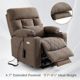 Power Lift Recliner Chair for Elderly with Extended Footrest, Infinite Position Lay Flat Recliner Chair for Adult W/Massage & Heating, Adjustable Headrest, 3-Motor Zero Gravity,Cup Holder, Fabric RESTREAL