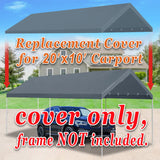 10' x 20' Upgraded Carport Canopy Top Replacement Cover for Car Garage Shelter Tent Party Tent with Ball Bungees 180g Heavy Duty Tarp (Only Cover, Frame is not Includ) (Grey, 10 x 20 ft) Strong Camel