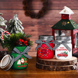 Hoolerry 3 Pcs Christmas Mini Mason Jar Farmhouse Tiered Tray Decor Glass Christmas Mason Jars with Lids Xmas Table Centerpieces Decoration for Holiday Winter Home Kitchen Tray Decor Hoolerry