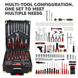 899 pcs Aluminum Trolley Case Tool Set, Removable Portable Hand Toolbox Set with 4 Drawers and Wheels for Household Repairs, Auto Maintenance, Construction, Garden (Black) Fetuero