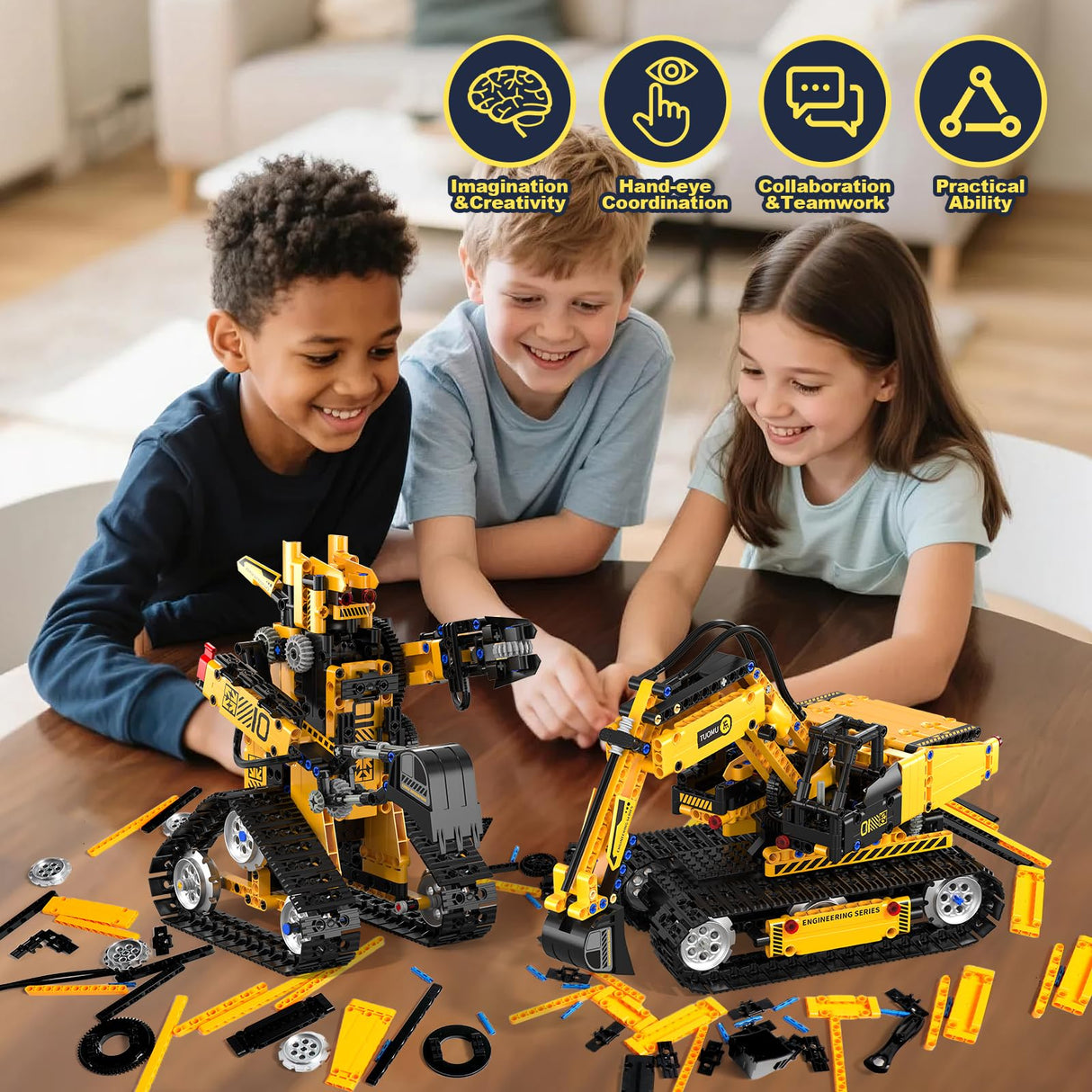 ADUSRIZ 5 in 1 STEM Robot Building Kit, 535 Pcs Remote Control Excavator Science Educational Kit, Technic Coding Robotic Toys Gift for Kids 6 7 8 9 10 11 12+ Years Old Boys Girls ADUSRIZ