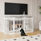 Yaheetech 36" H Extra Tall Freestanding Pet Gate 4-Panel Wooden Dog Fence with 2 Support Feet Folding Dog Gate for Indoor, Stairs, Doorways, Halls, Kitchen Wooden Pet Barrier White, 79.5" L x 36" H Yaheetech