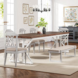 Tribesigns Farmhouse Dining Table for 6-8 People, 78.7-Inch Rectangular Wood Dining Table, Rustic Kitchen Table with Heavy Duty Metal Legs for Dining Room Tribesigns