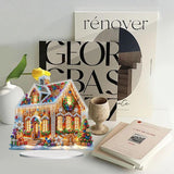 AIBOERL 5D Diamond Art Ornaments Kits, House DIY Diamond Art Painting Desktop Ornament, Special Shaped Crystal Diamond Art Painting Tabletop Home Office Decor AIBOERL