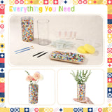 LemonRoad 2 Set DIY Mosaic Vase Kit Gifts for Adults Acrylic Cylinder Vases Arts and Crafts Kit with Complete Craft Accessories Supplies for Handmade Home Decor Painting Mosaic Lovers Birthday Gifts LemonRoad