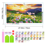JOOZ Large Landscape Diamond Art Kits for Adults - 5D Sunset Diamond Painting Kits for Adults, DIY Full Drill Mountain Flowers Diamond Art Painting Kits, Gem Art Kits for Wall Decor 27.5x15.7 Inch JOOZ