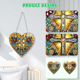 KEYIFA Diamond Painting Hanging Heart Shape Cross 3D Diamond Art Kits, Special Shaped Rhinestone Diamond Dots Kit for Adults Beginner, DIY Art Craft for Window Wall Door Decor, Double Sided KEYIFA