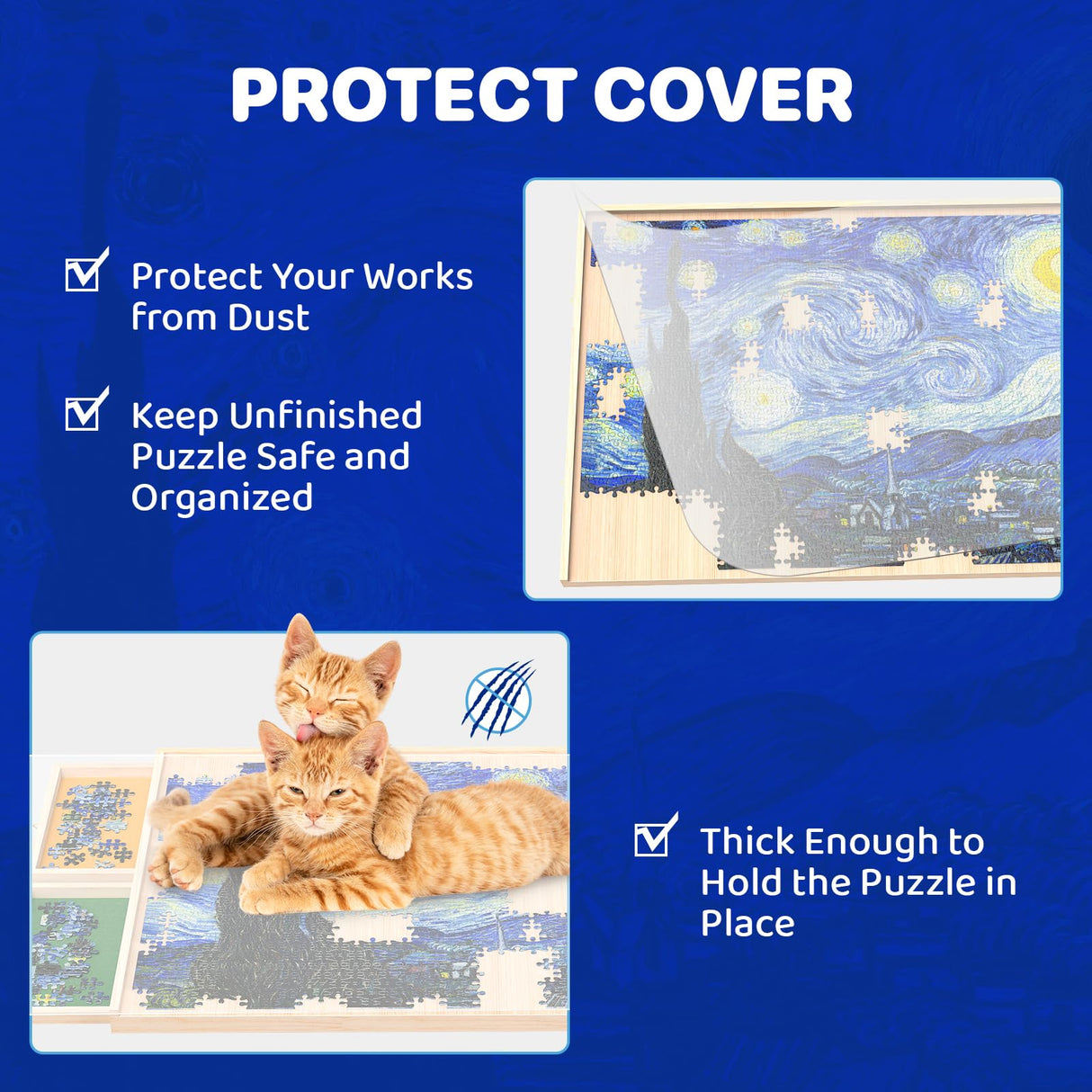 360-Degree Wheels Puzzle Board with Drawers and Cover 34'' x 26'' 1500 Piece Rotatable Puzzle Table Portable Wooden Jigsaw Puzzle Boards Lightweight Design NORBASE