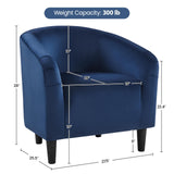 Yaheetech Velvet Club Chair, Modern Tufted Accent Chair with Armrest, Upholstered Barrel Chair with Solid Legs for Living Room/Bedroom/Study/Waiting Room, Navy Blue Yaheetech