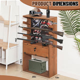 Colingmill Patriotic Wooden Gun Racks for 4 Rifles, American Flag Horizontal Gun Display Stand Cabinet Shelf with Storage Compartment for Shotgun Accessories, 35 x 20 x 13 Inch Colingmill