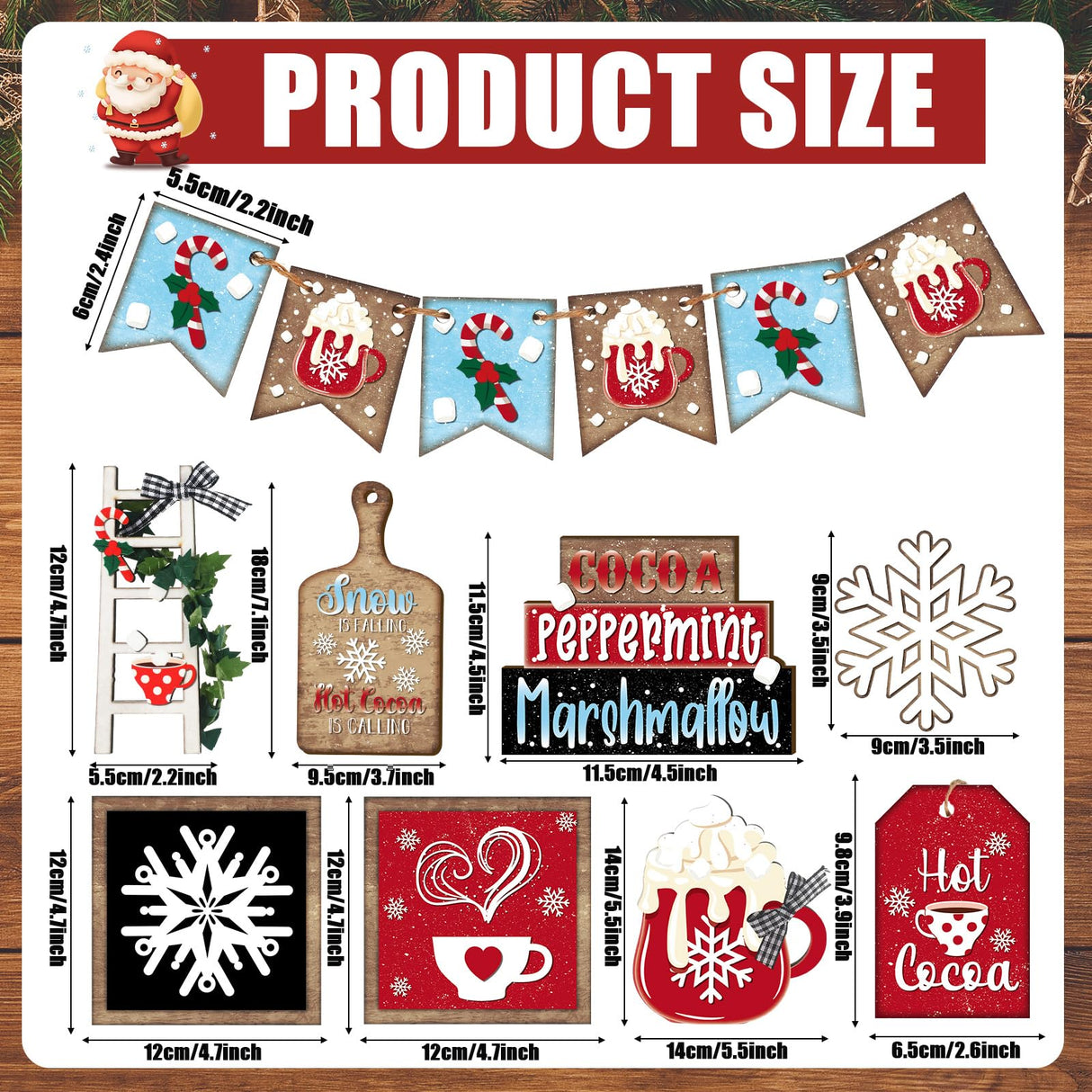 FairySandy 14 Pcs Christmas Tiered Tray Decor Set Christmas Wooden Sign Decor Rustic Farmhouse Snowfake Coffee Spice Blocks Winter Table Sign for Christmas Halloween FairySandy