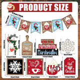 FairySandy 14 Pcs Christmas Tiered Tray Decor Set Christmas Wooden Sign Decor Rustic Farmhouse Snowfake Coffee Spice Blocks Winter Table Sign for Christmas Halloween FairySandy
