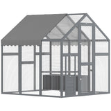 PawHut Large Chicken Run, Wooden Chicken Coop with Waterproof & Anti-UV Cover, Split Door, 2 Nesting Boxes, 2 Roosting Bars, Walk-in Chicken Pen for 6-8 Chickens, for Backyard, Farm, 5.5' x 6' x 6' PawHut