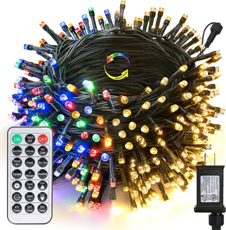 Joomer Color Changing Christmas Lights, 100FT 300 LED String Lights with Remote Timer Dimmable Connectable Fairy String Outdoor Waterproof for Christmas Decoration (Warm White to Multicolor) Joomer