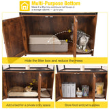 Aivituvin Cat Litter Box Enclosure, Litter Box Furniture Hidden, Wooden Cat Washroom Furniture, Indoor Cat House with Condo, Hammock, Scratching Mat and Storage Shelves Aivituvin