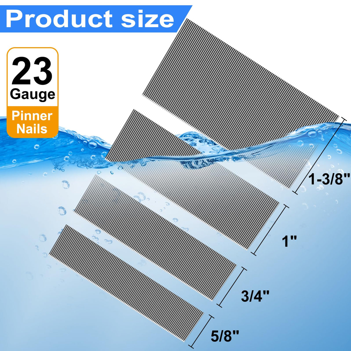 SimCos 23 Gauge Stainless Steel Pinner Nails (5/8",3/4",1",1-3/8") assorted 4 sizes' Headless Pin Nails for 23 GA Pneumatic or Electric Pin nailer or pin nail gun,Project Pack (4000) SimCos