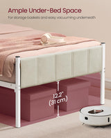 VASAGLE Twin Bed Frame with Upholstered Headboard, Metal Bed Frame Twin Size with Footboard, 550 lb Weight Capacity, Steel Slats, Easy Assembly, No Box Spring Needed, Cappuccino Beige URMB983W01V1 VASAGLE