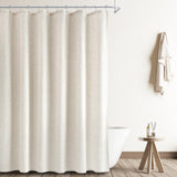 Naturoom Natural Linen Shower Curtain, Country Boho Farmhouse Bath Decor Beige Shower Curtains for Bathroom Neutral Cloth Weighted Textured Fabric Bath Curtain Liner with Hooks, Cream, 72 Inch Naturoom