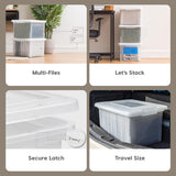 IRIS USA File Box Plastic File Organizer for Letter/Legal File, Document Box, Storage Bin Tote Organizer with Durable and Secure Latching Lid, Stackable, Nestable, BPA-Free, Clear 35 Qt. 4 Pack IRIS