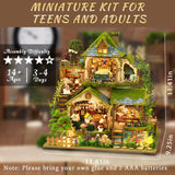 YSWOOD WORLD DIY Miniature House Kit, Mini House Building Kit with LED, DIY Miniature Kit for Adults Teen, Dollhouse Kit, Forest Adventure YSWOOD WORLD
