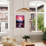 xcemhil Paint by Numbers Kit for Adults Landscape, Paint by Number Moutain and Moon, Pink Landscape Paint by Numbers Kit for Adults Beginner for Gift and Home Wall Decor 16x20 Inch xcemhil